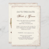 Invitation Un ancien Rose victorien sauve l'annonce de la dat (Devant / Derrière)