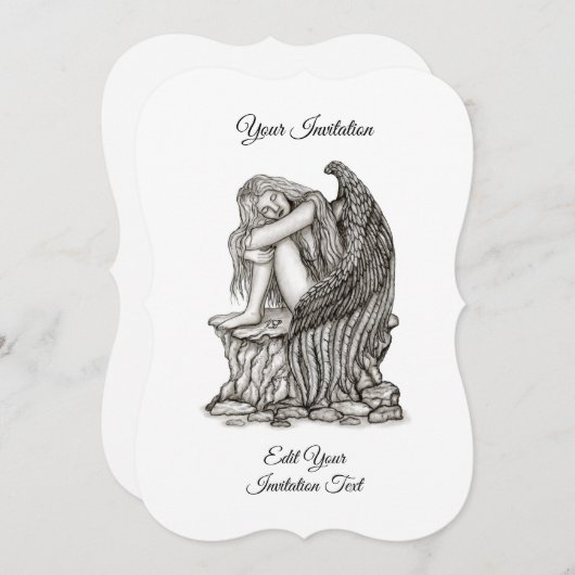 Invitation Un ange endormi sur la pierre (Devant / Derrière)