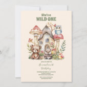 Invitation Un animal sauvage de forêt premier anniversaire (Devant)