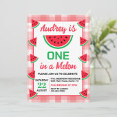 Invitation Un anniversaire de 1 an de pastèque Un dans un mel (Debout devant)