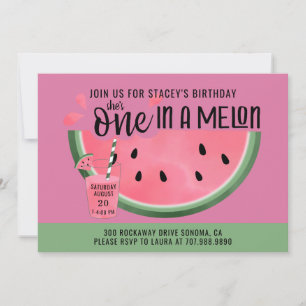 Invitation Un anniversaire de 1 an sur le thème de la pastèqu