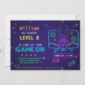 Invitation Un Anniversaire de enfant de jeu Neon Retro (Devant)