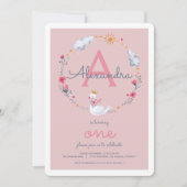 Invitation Un anniversaire de fille avec un monogramme de cyg (Devant)