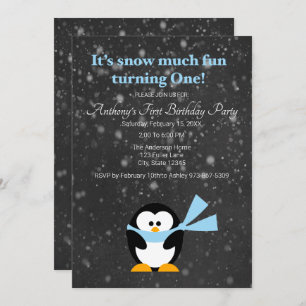 Invitation Un Anniversaire, La Neige Du Pingouin Très Amusant