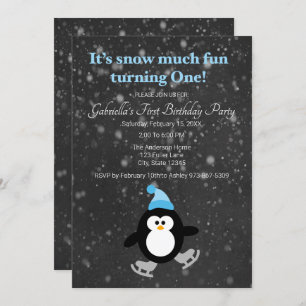 Invitation Un Anniversaire, La Neige Du Pingouin Très Amusant