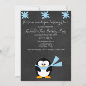 Invitation Un Anniversaire, La Neige Du Pingouin Très Amusant (Devant)