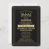 Invitation Un Anniversaire photo Surprise Party Black & Gold (Devant)