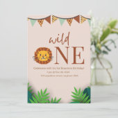 Invitation un anniversaire safari personnalisé jungle anniver (Debout devant)