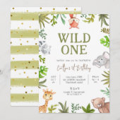 Invitation Un Anniversaire sauvage, Safari 1er Anniversaire (Devant / Derrière)