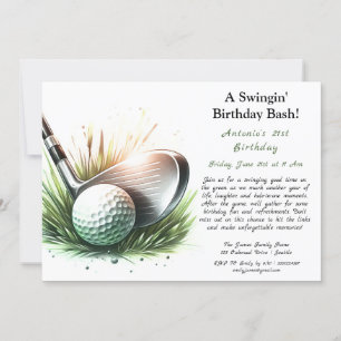 Invitation Un Anniversaire Swingin Bassh Tee Up for Fun!