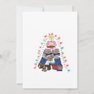 Invitation Un arbre de Noël à livre et des lumières pour les 