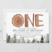 Invitation Un arbre vert rustique 1er anniversaire (Devant)