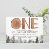 Invitation Un arbre vert rustique 1er anniversaire (Debout devant)