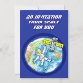 Invitation Un astronaute amusant dans l'espace et la bande de (Dos)