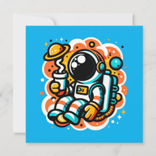 Invitation Un astronaute boit du café - Caféine spatiale