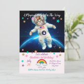 Invitation Un astronaute de chat dans l'espace (Debout devant)