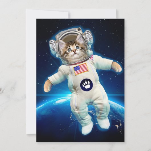 Invitation Un astronaute de chat dans l'espace (Dos)