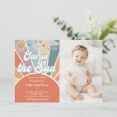 Invitation Un Au Soleil 1Er Anniversaire Muted Rainbow Photo (Debout devant)