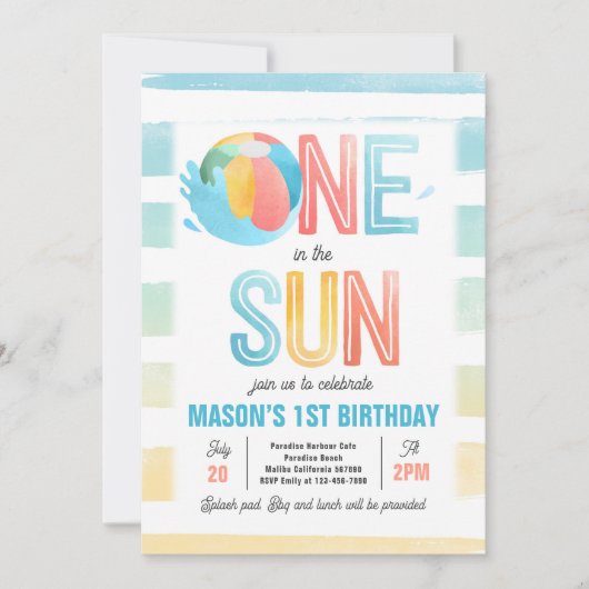 Invitation Un Au Soleil 1Er Anniversaire Pool Party (Devant)