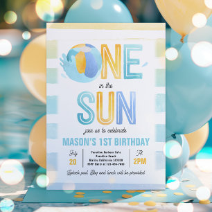 Invitation Un Au Soleil 1Er Anniversaire Pool Party