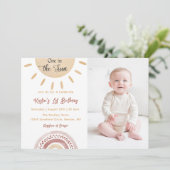 Invitation Un Au Soleil 1Er Anniversaire Rainbow Photo (Debout devant)