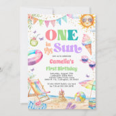 Invitation Un au soleil été 1er anniversaire Beach Party (Devant)