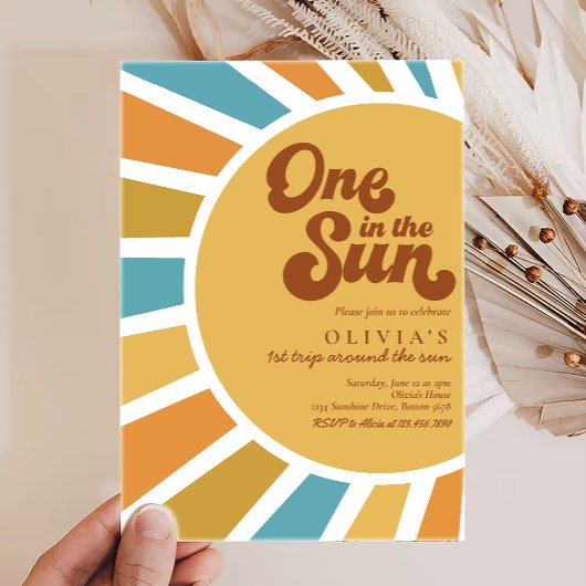 Invitation Un Au Soleil | Retro Boho Sunshine 1er anniversair