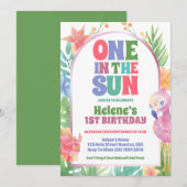 Invitation Un Au Soleil Tropical Été 1er Anniversaire Fête (Devant / Derrière)
