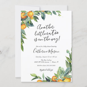 Invitation Un autre petit Baby shower orange Cutie