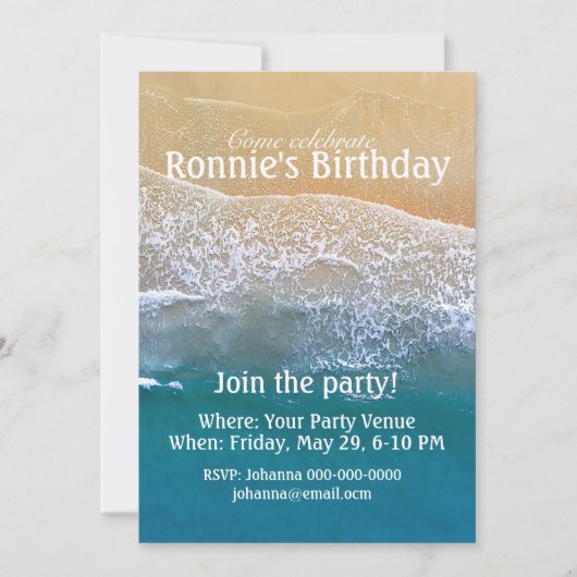 Invitation Un avec l'anniversaire de la plage (Devant)