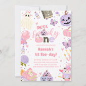 Invitation Un Babe mignonne Éffrayant Halloween Ghost 1er ann (Devant)