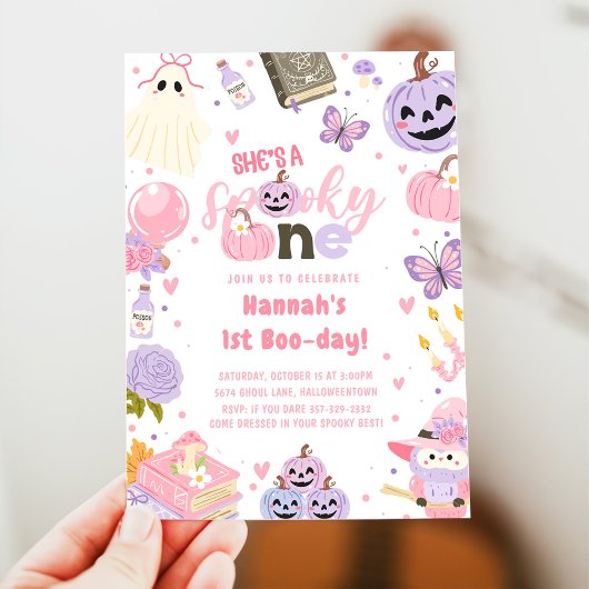 Invitation Un Babe mignonne Éffrayant Halloween Ghost 1er ann