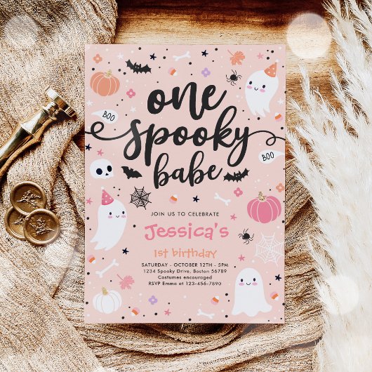 Invitation Un Babe mignonne Éffrayant Halloween Ghost 1er ann