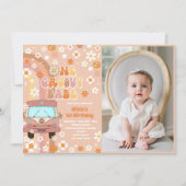 Invitation Un Babe Retro Super Arc-en-ciel 1er anniversaire P (Devant)