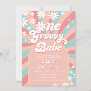 Invitation Un Babe Rose Daisy Super les années 70 Retro 1er A