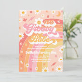 Invitation Un Babe Super Peace Love Party Rainbow Birthday (Debout devant)