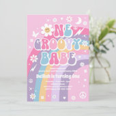 Invitation Un Babe Super Peace Love Party Rainbow Birthday (Debout devant)