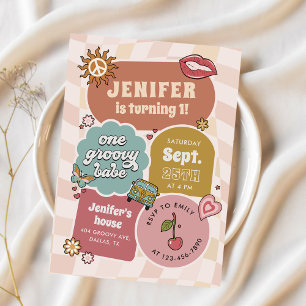Invitation Un Babe Super Retro Daisy 1er Anniversaire