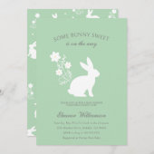 Invitation Un baby shower à fleurs doux lapin (Devant / Derrière)
