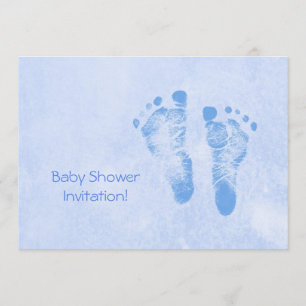 Invitation Un Baby shower Agréable Pour Les Pieds Bébés Bleus
