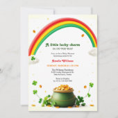 Invitation Un Baby shower Arc En Ciel Un Peu Chanceux (Devant)