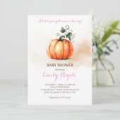 Invitation Un Baby shower Automne Un Peu Citrouille (Debout devant)