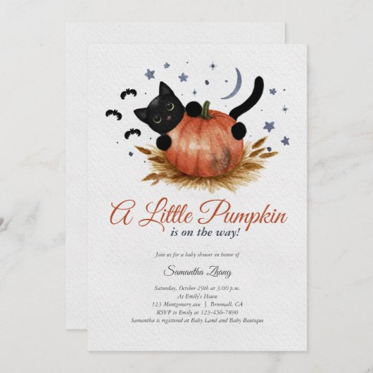 Invitation Un Baby shower Automne Un Peu Citrouille (Devant / Derrière)