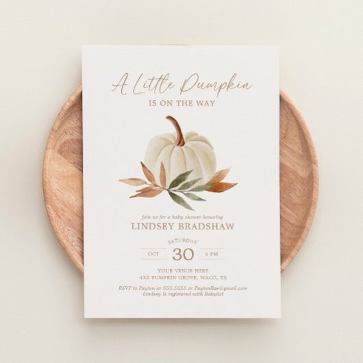 Invitation Un Baby shower Automne Un Peu Citrouille
