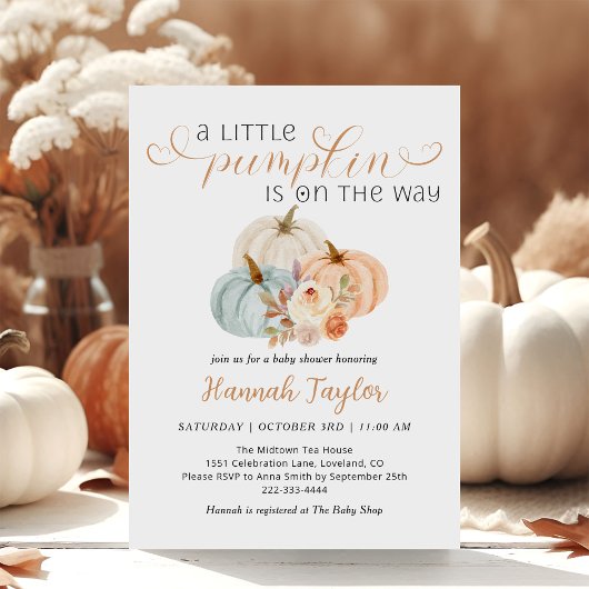 Invitation Un Baby shower Automne Un Peu Citrouille