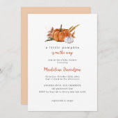 Invitation Un Baby shower Automne Un Peu Citrouille (Devant / Derrière)