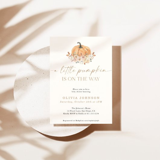 Invitation Un Baby shower Automne Un Peu Citrouille | Fall Gi