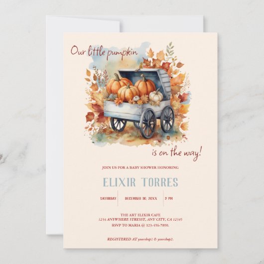 Invitation Un Baby shower Automne Un Peu Citrouille | Neutre  (Devant)