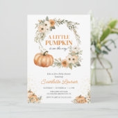 Invitation Un Baby shower Automne Un Peu Citrouille | Neutre  (Debout devant)