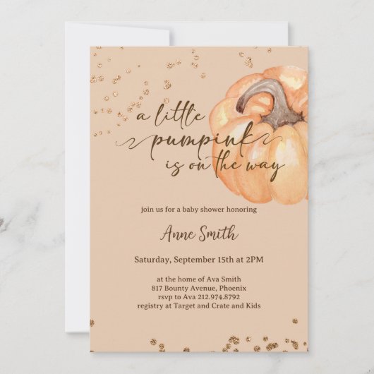 Invitation Un Baby shower Automne Un Peu Citrouille | Neutre  (Devant)